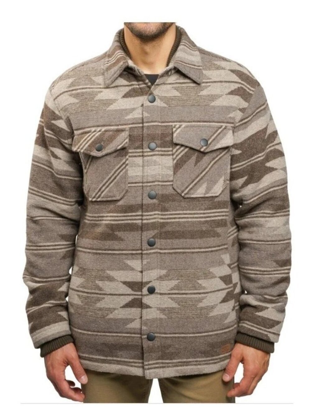 Jachs New York Wool Blend Men's L Aztec Print Sherpa-Lined Shirt Jacket  M1031
